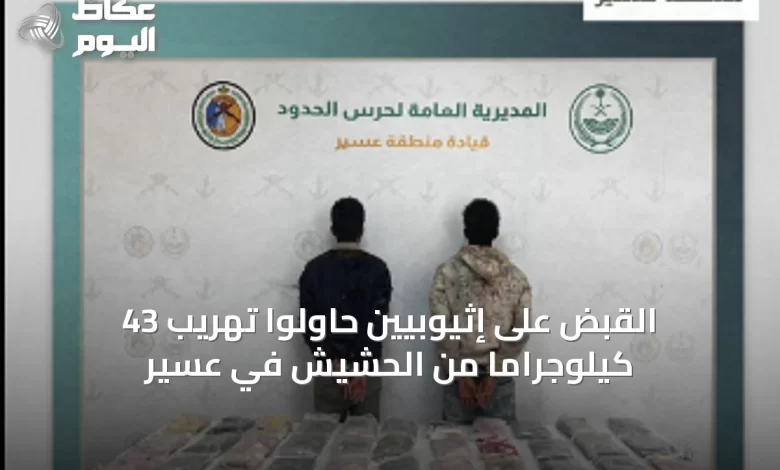 القبض-على-إثيوبيين-حاولوا-تهريب-43-كيلوجراماً-من-الحشيش-في-عسير