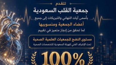 جمعية-القلب-السعودية-تحقق-100%-في-تقييم-“مستوى-النضج-للجمعيات-العلمية-الصحية”إنجاز-يعكس-التميز-المؤسسي-والتزامها-بتطوير-صحة-القلب-في-المملكة