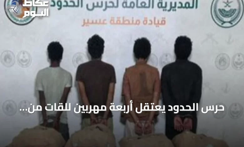 حرس-الحدود-يعتقل-أربعة-مهربين-للقات-من-اليمن-وإثيوبيا-بعسير